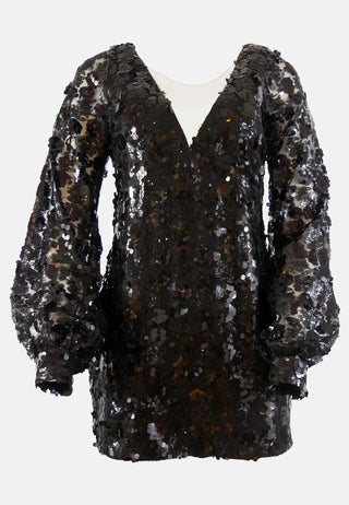 Dress Sustainable Fabric Babi, recycled polyester | Black sequins | EU production