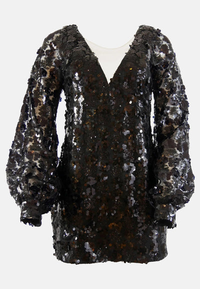 Dress Sustainable Fabric Babi Black Sequin Mini Dress recycled Polyester EU Production