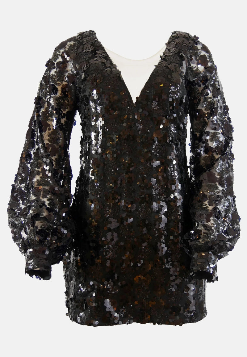 Dress Sustainable Fabric Babi Black Sequin Mini Dress recycled Polyester EU Production — Ansicht 4