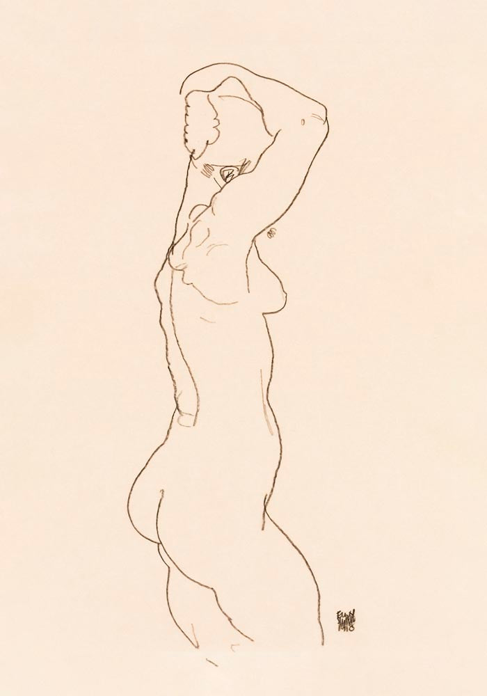 Naked Woman Nr. 1 by Egon Schiele – Kunstdruck Poster — Ansicht 3