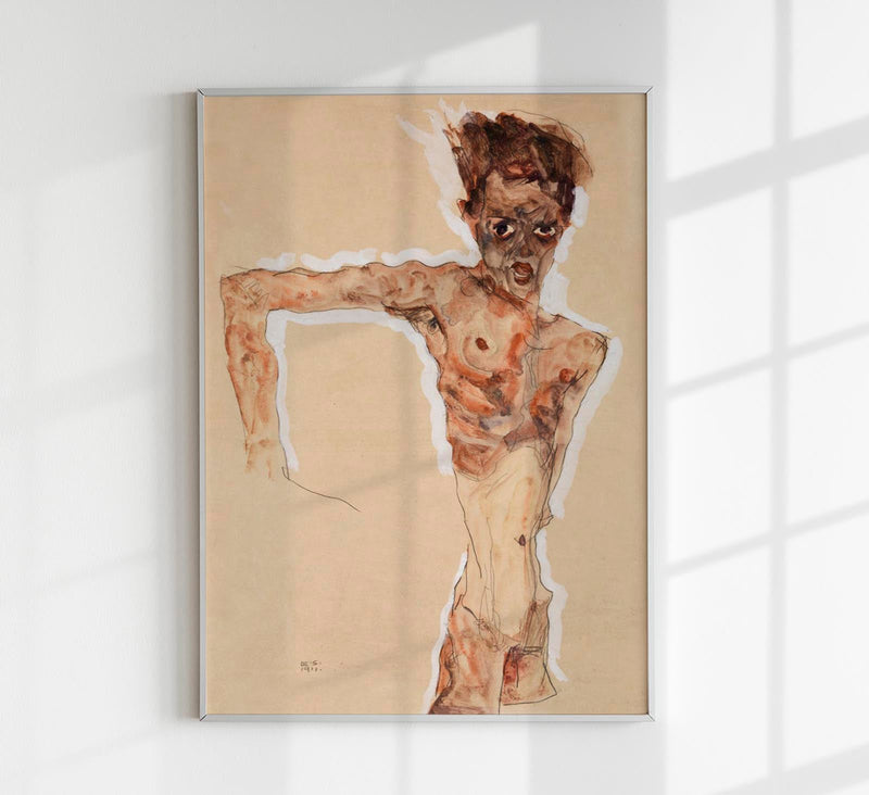 Naked Man: Self-Portrait by Egon Schiele – Art Print Poster — Patroa Studio
