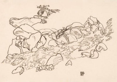 Mountain Stream by Egon Schiele – Kunstdruck auf Archivpapier