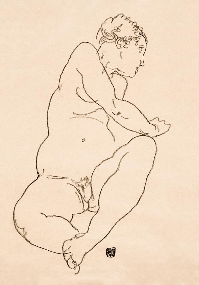 Female Nude Bending to the Left by Egon Schiele – Kunstdruck — Ansicht 3