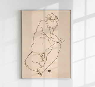 Female Nude Bending to the Left by Egon Schiele – Kunstdruck