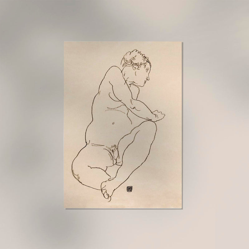 Female Nude Bending to the Left by Egon Schiele – Kunstdruck — Ansicht 2