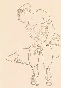 Seated Woman in Corset and Boots by Egon Schiele – Kunstdruck Poster — Ansicht 3