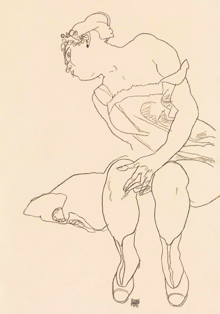 Seated Woman in Corset and Boots by Egon Schiele – Kunstdruck Poster — Ansicht 3