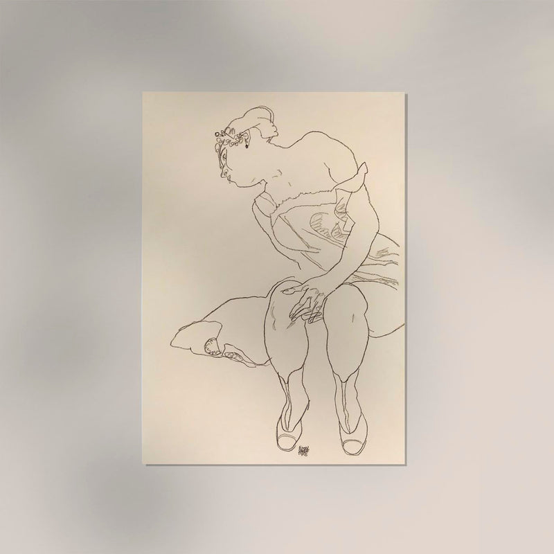 Seated Woman in Corset and Boots by Egon Schiele – Kunstdruck Poster — Ansicht 2