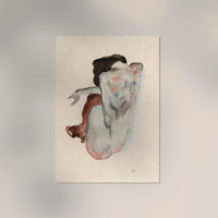 Crouching Nude in Shoes and Black Stockings – Egon Schiele Kunstdruck — Ansicht 2