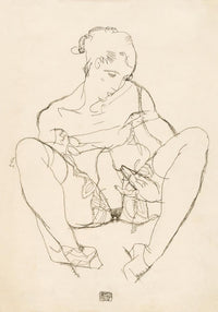 Seated Woman in Chemise by Egon Schiele – Kunstdruck — Ansicht 3