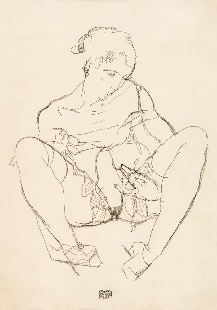 Seated Woman in Chemise by Egon Schiele – Kunstdruck — Ansicht 3