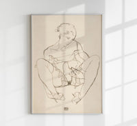 Seated Woman in Chemise by Egon Schiele – Kunstdruck — Ansicht 1