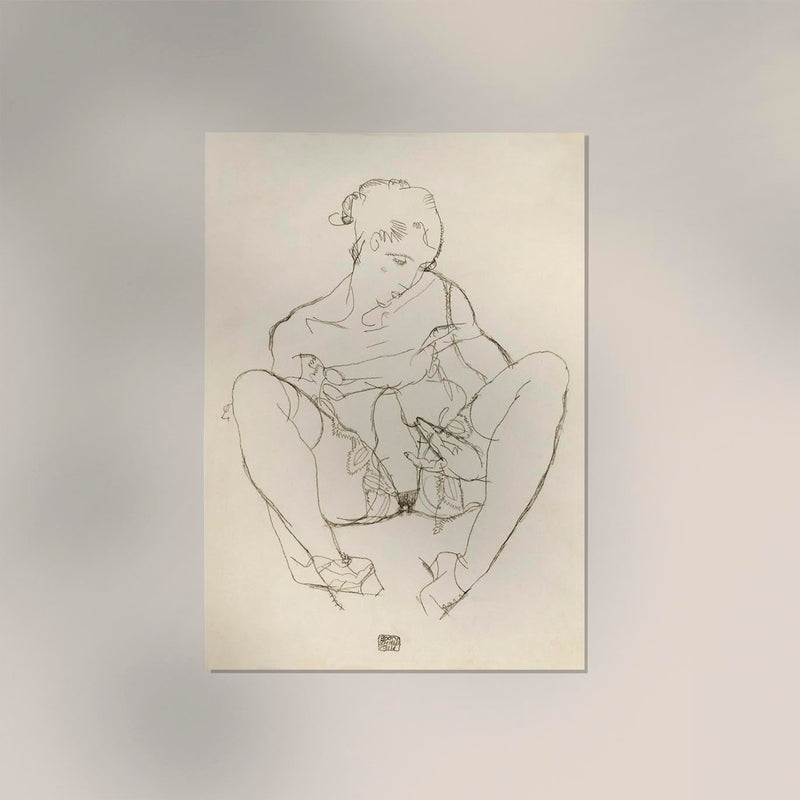 Seated Woman in Chemise by Egon Schiele – Kunstdruck — Ansicht 2