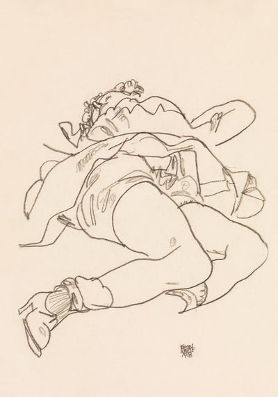 Reclining Woman with Raised Skirt by Egon Schiele – Art Print