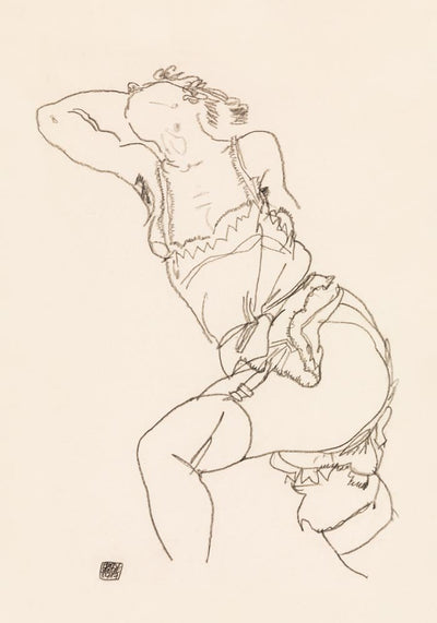 Reclining Model in Chemise and Stockings – Egon Schiele Art Print
