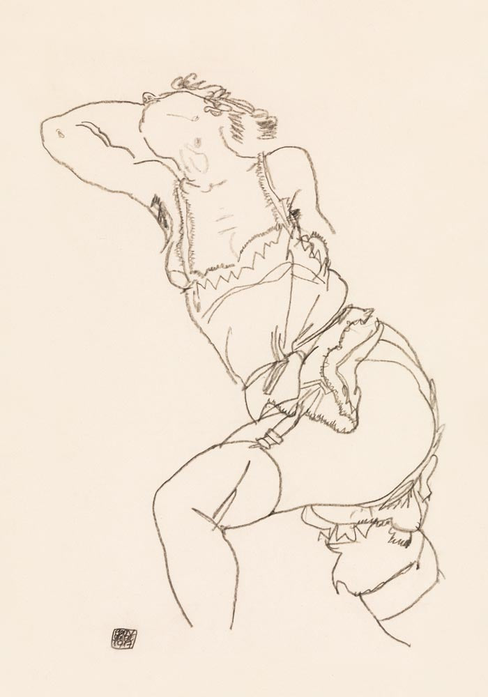 Reclining Model in Chemise and Stockings – Egon Schiele Art Print — Ansicht 3
