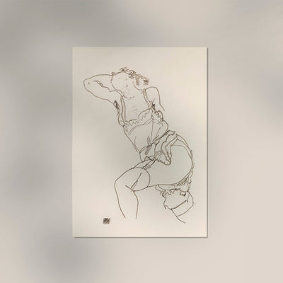 Reclining Model in Chemise and Stockings – Egon Schiele Art Print