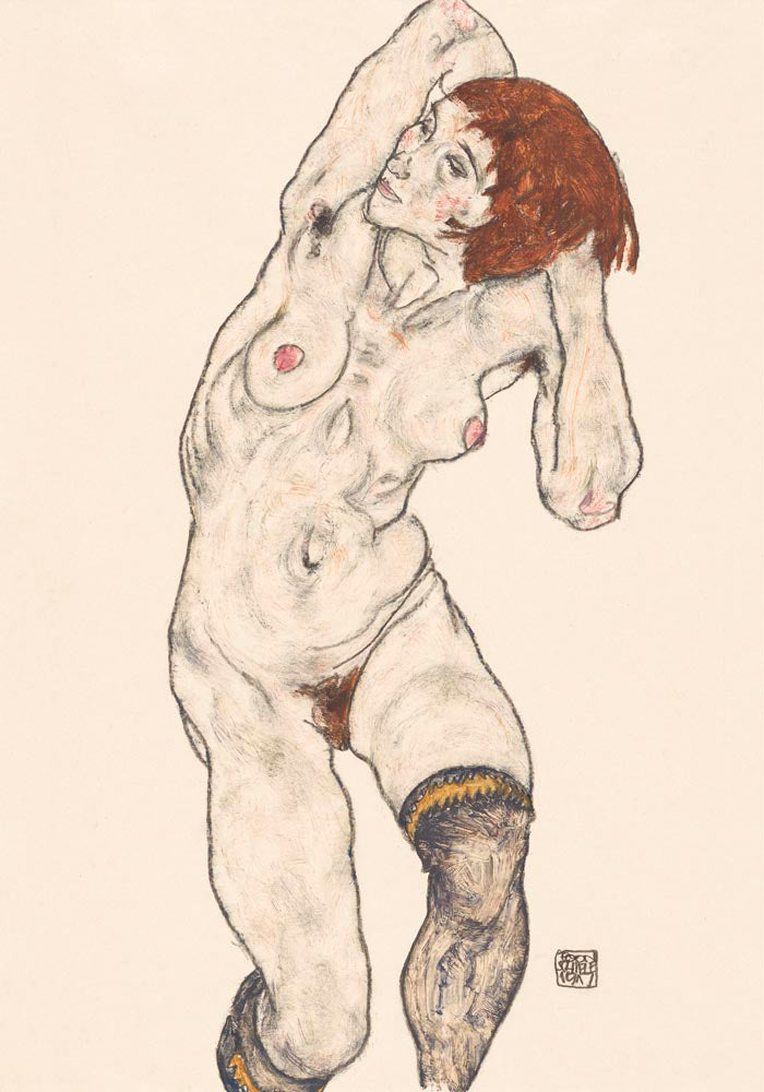 Nude in Black Stocking by Egon Schiele – Art Print — Ansicht 3