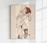 Nude in Black Stocking by Egon Schiele – Art Print — Ansicht 1