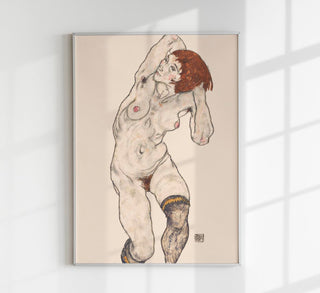 Nude in Black Stocking by Egon Schiele