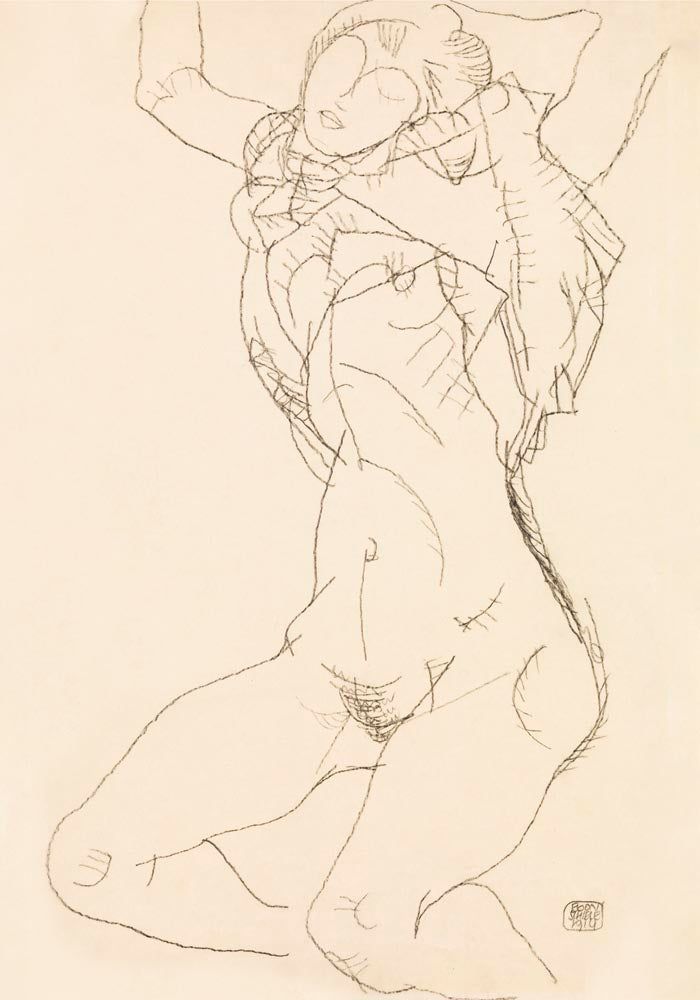 Woman undressing by Egon Schiele – Kunstdruck Poster — Ansicht 3