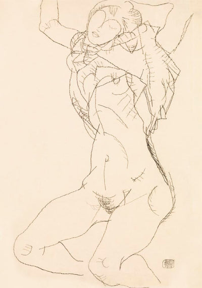 Woman undressing by Egon Schiele – Kunstdruck Poster