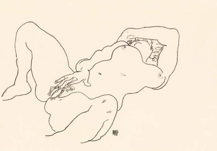 Woman Touching Herself by Egon Schiele – Kunstdruck Poster — Ansicht 3