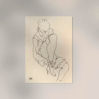Woman Buttoning Her Shoes – Egon Schiele Kunstdruck — Ansicht 2