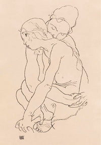 Woman and Girl Embracing by Egon Schiele – Kunstdruck Poster — Ansicht 3