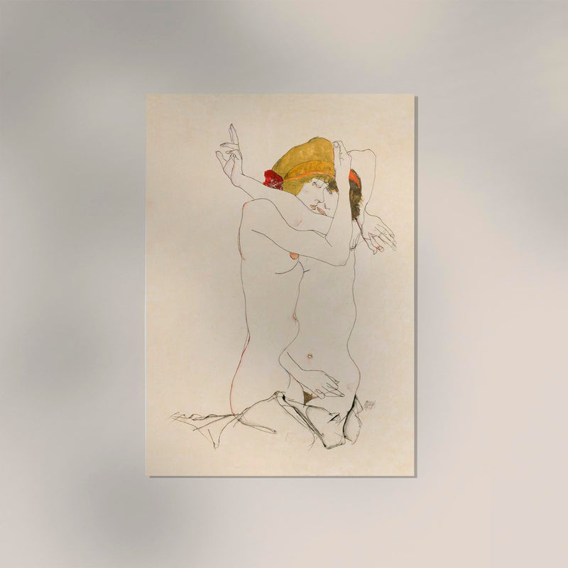 Two Women Embracing by Egon Schiele – Kunstdruck Poster — Ansicht 2