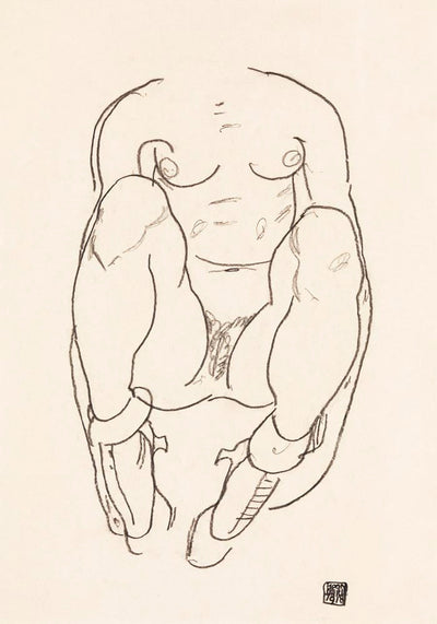 Torso of a Seated Woman with Boots – Egon Schiele Kunstdruck