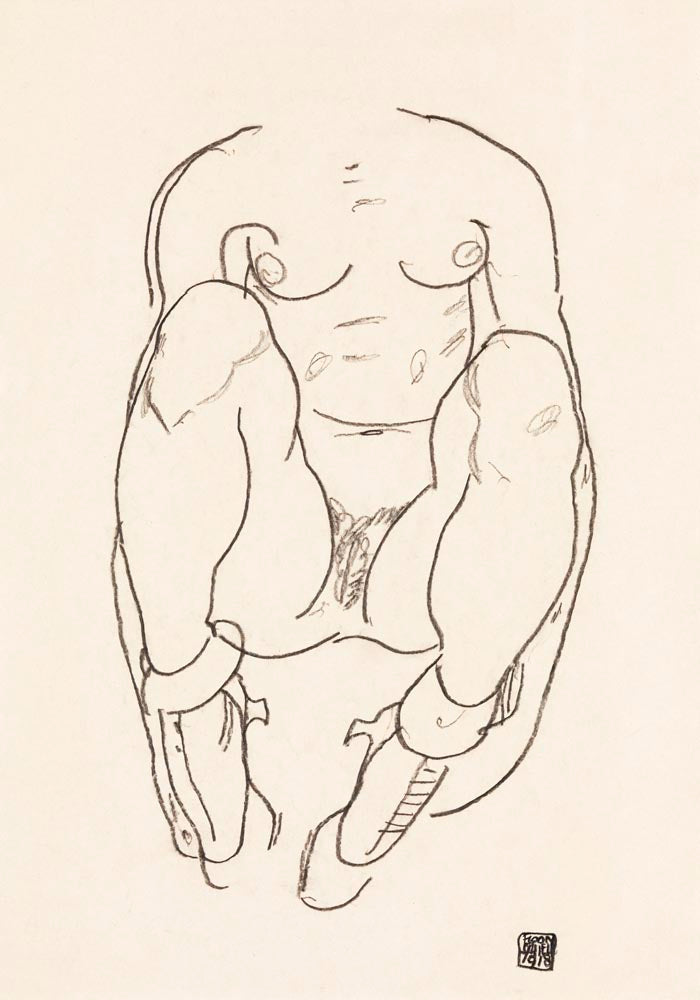 Torso of a Seated Woman with Boots – Egon Schiele Kunstdruck — Ansicht 3