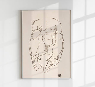 Torso of a Seated Woman with Boots – Egon Schiele Kunstdruck
