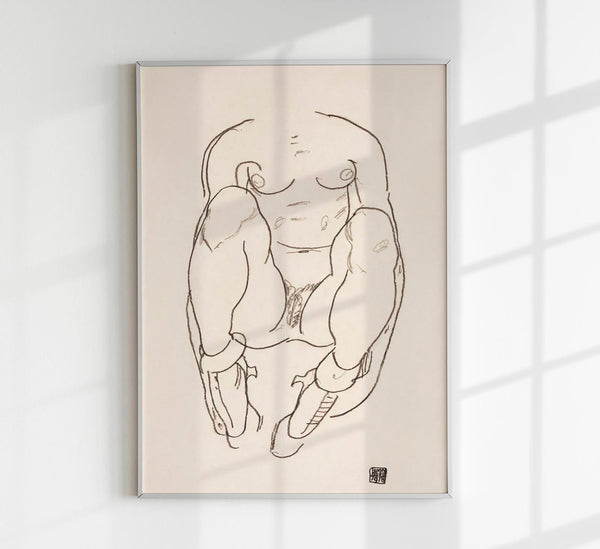 Torso of a Seated Woman with Boots – Egon Schiele Kunstdruck