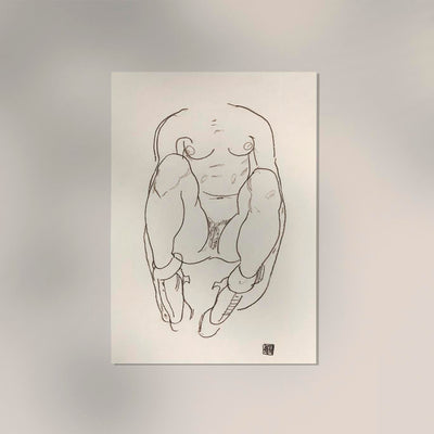 Torso of a Seated Woman with Boots – Egon Schiele Kunstdruck