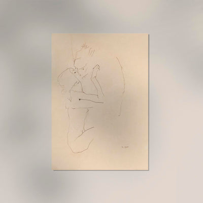 The Kiss by Egon Schiele – Archival Ink Fine Art Print on Paper or Canvas