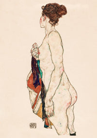 Standing Woman with a Patterned Robe – Egon Schiele Kunstdruck — Ansicht 3