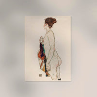 Standing Woman with a Patterned Robe – Egon Schiele Kunstdruck — Ansicht 2