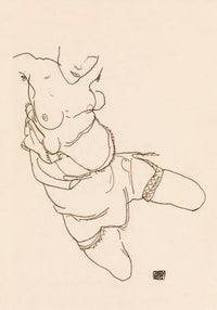 Semi Dressed Model by Egon Schiele – Kunstdruck Poster — Ansicht 3