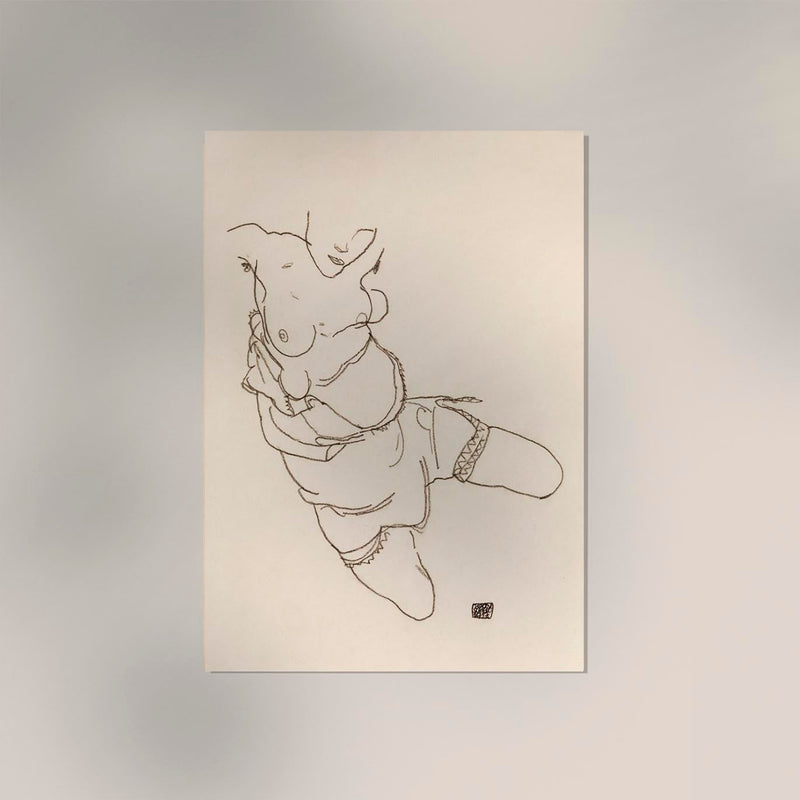 Semi Dressed Model by Egon Schiele – Kunstdruck Poster — Ansicht 2
