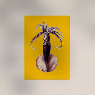 Yellow Squid Art Poster – UV-beständig | Fine Art Print | Meeresmotiv in Gelb