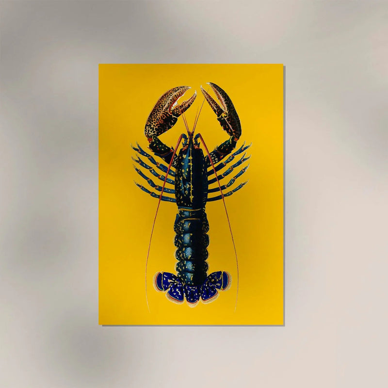The Yellow Lobster Poster – Kunstdruck Hummer maritime Wanddeko handgefertigt Berlin — Ansicht 3