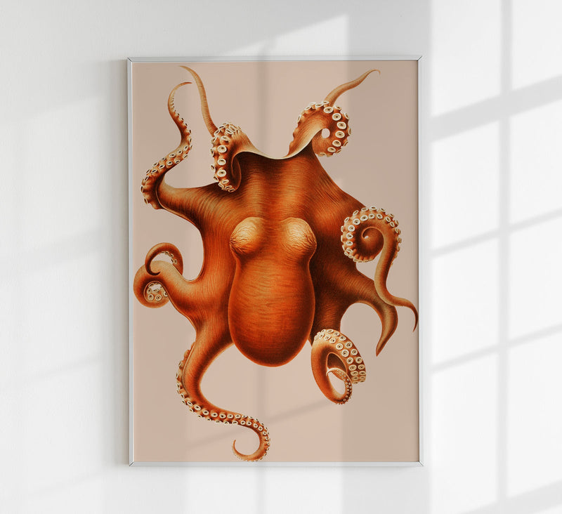 Octopus Art Poster – Moderne Tierillustration mit lebendigen Farben — Patroa Studio