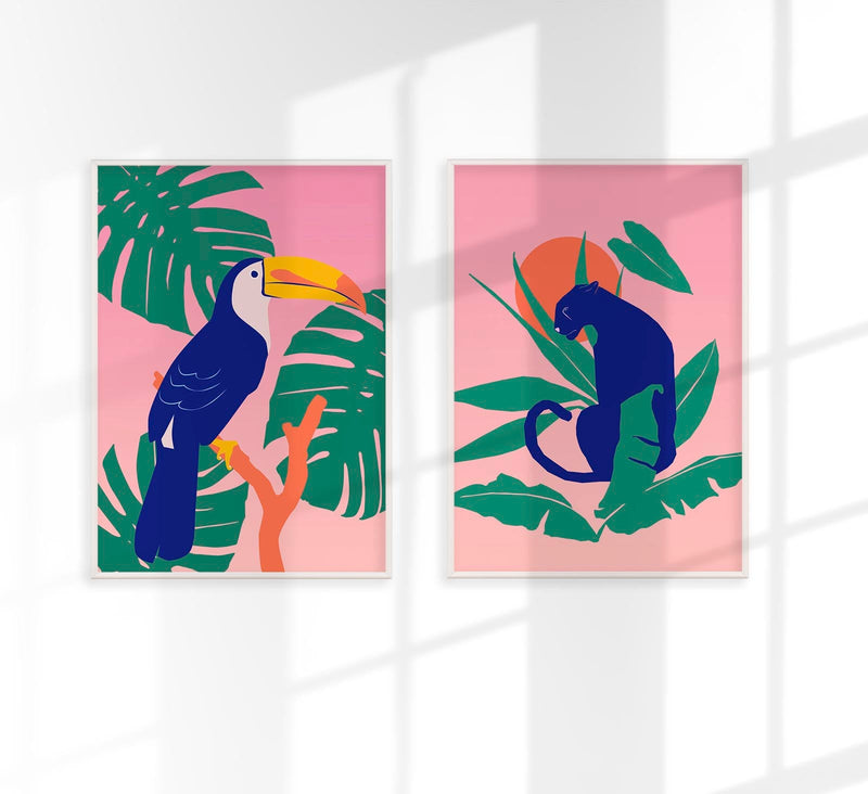 Pink Tropical Set of 2 Prints – Fine Art Print UV-beständig — Patroa Studio