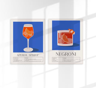Drinks Light Blue – Set of 2 Prints | Fine Art Druckset | Helle Drink-Illustrationen