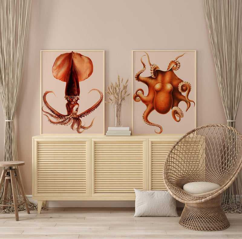 Beige Pulpo Squid Set of 2 Prints – Kunstdrucke handgefertigt Berlin — Ansicht 2