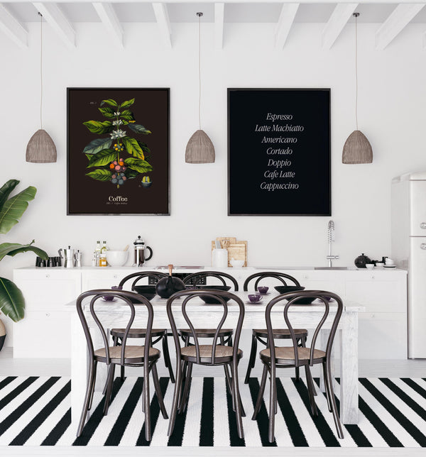 Coffee Dark Set of 2 Prints – Art Print Coffee Black & White