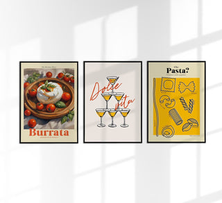 Dolce Vita Foodie – Set of 3 Prints | Fine Art Kitchen Art | Italienisch inspirierte Genussmotive