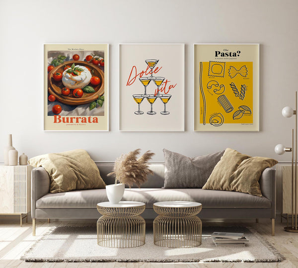 Dolce Vita Foodie – Set of 3 Prints Fine Art Kitchen Art italienisch inspiriert