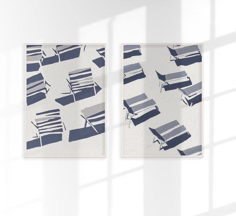 Beach Chairs and the Shadows – Set of 2 Prints Fine Art Paper or Canvas — Patroa Studio
